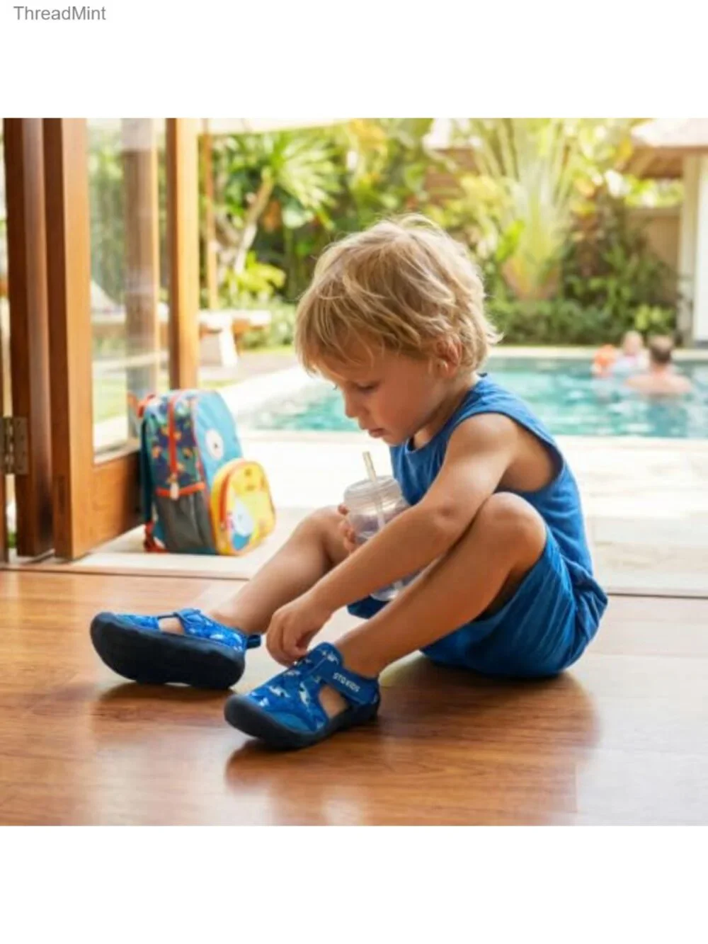 Toddler Kids Quick-Dry Water Shoes with Toe Cap, Hook & Loop Closure